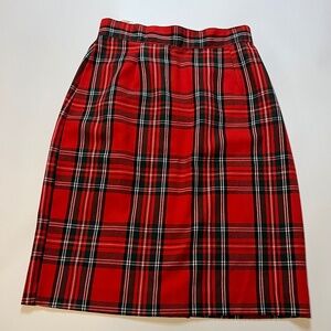 Vintage Red Tartan Christmas Midi Skirt Brobell Made In Canada EUC